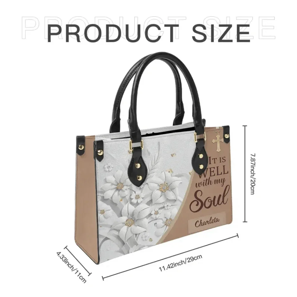 Personalized Gifts Christianart Leather Bag, It Is Well With My Soul, Gifts for Women - Joliny