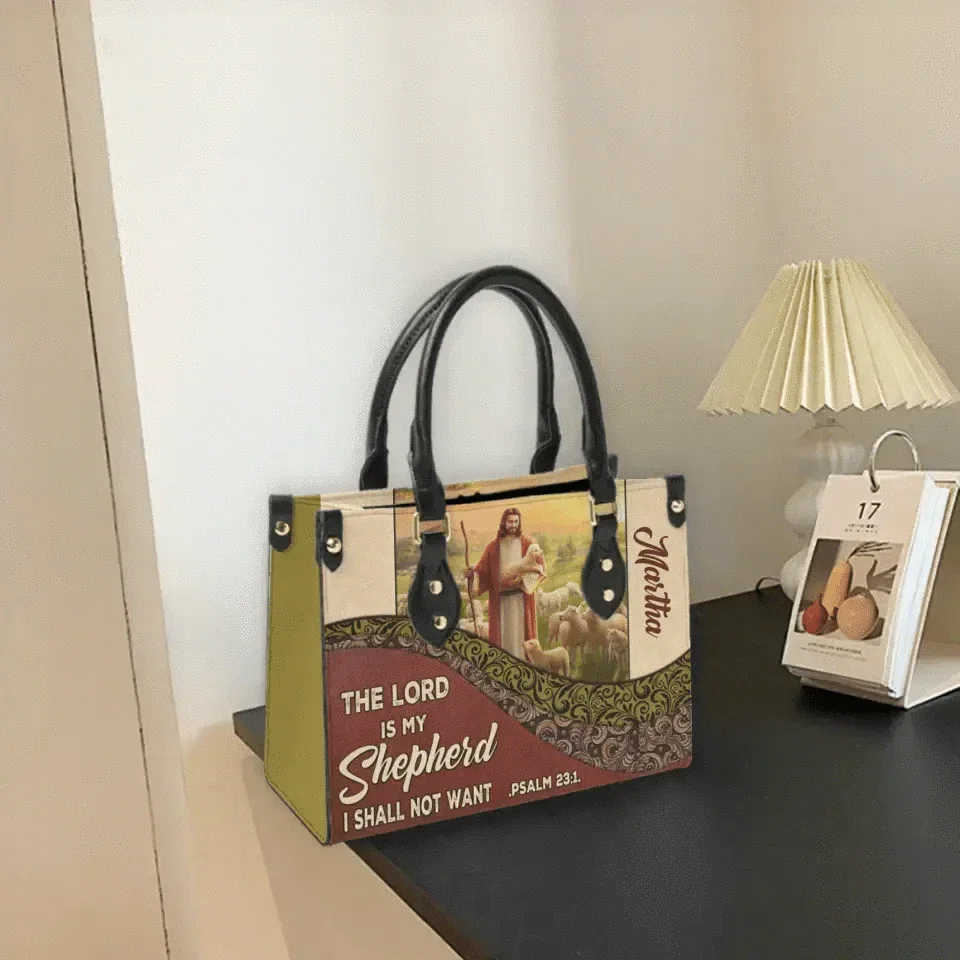Personalized Gifts Christianart Leather Handbag - The Lord Is My Shepherd PSALM 23:1 - Joliny