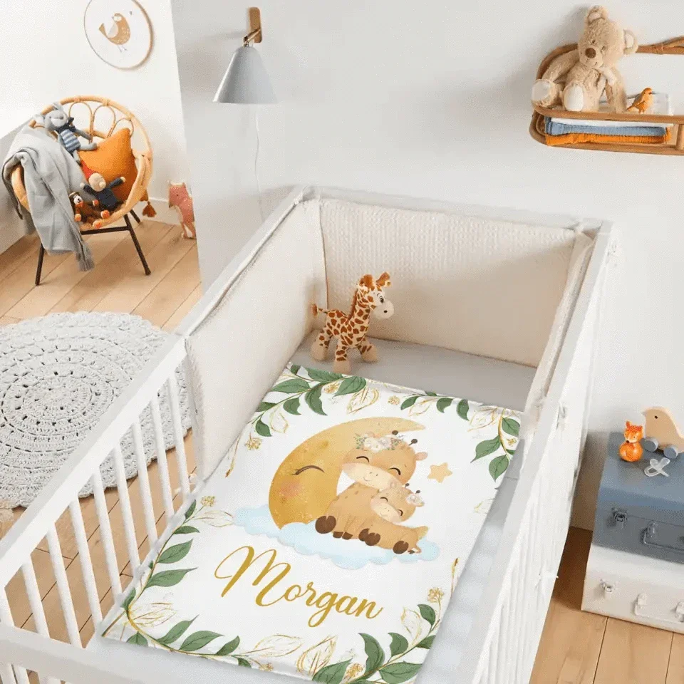 Personalized Giraffe Baby Blankets for Girls Boys - Customized Baby Blanket with Name - Joliny