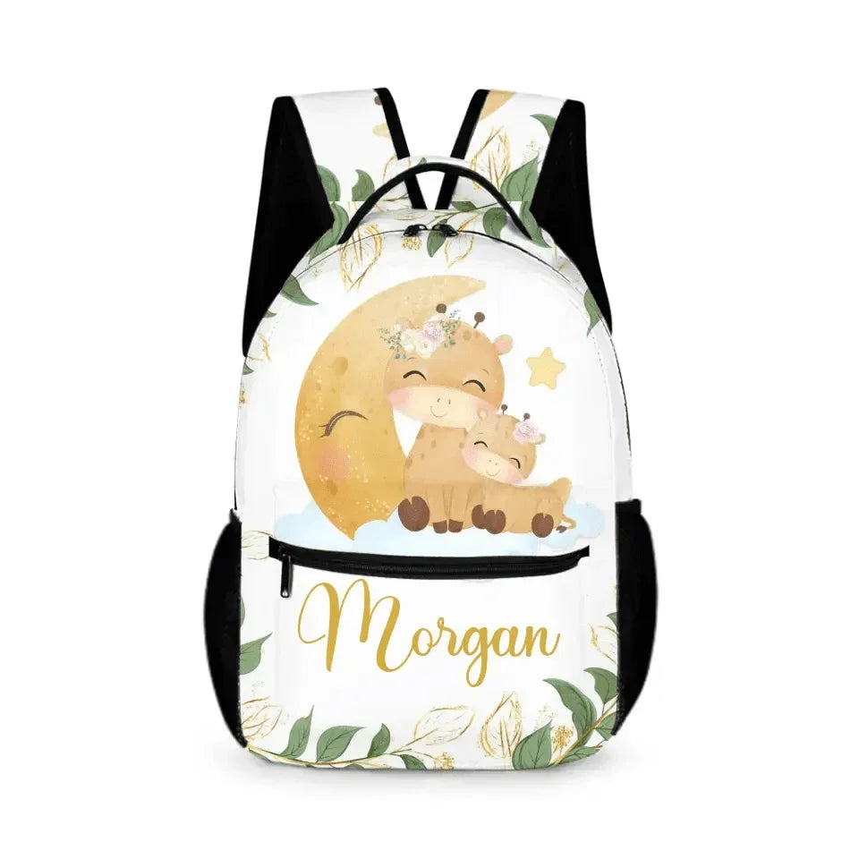 Personalized Giraffe Student Backpack for Girls Boys - Customized Student Backpack with Name - Joliny