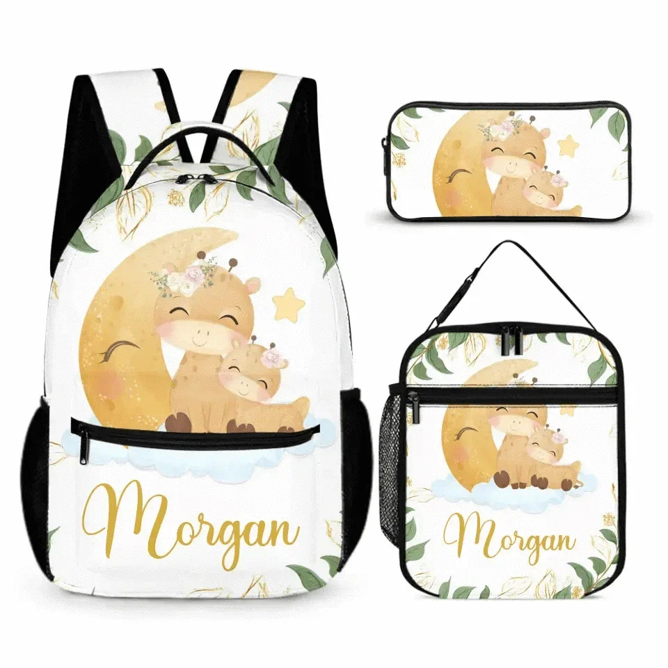 Personalized Giraffe Student Backpack for Girls Boys - Customized Student Backpack with Name - Joliny