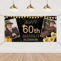 Personalized Gold Banner With Name Photo, Birthday Decorations - Joliny