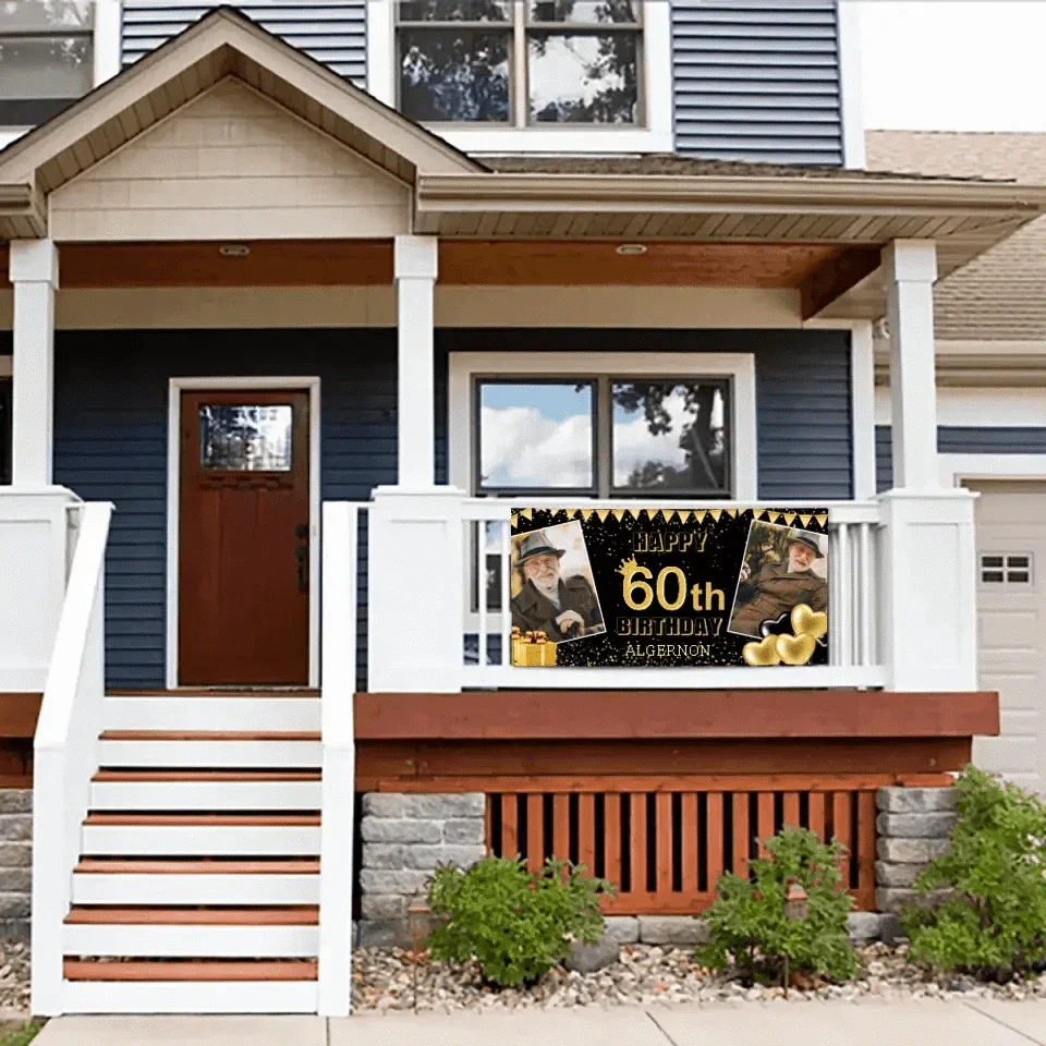 Personalized Gold Banner With Name Photo, Birthday Decorations - Joliny