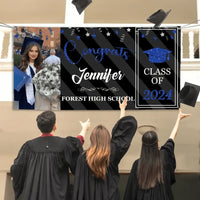 Personalized Graduation 2024 Banner with Glitter, Custom Photo Name - Joliny
