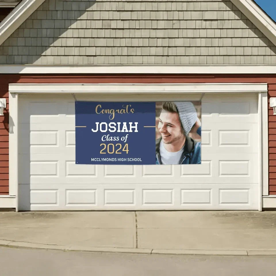 Personalized Graduation Banner, Class of 2024 Decorations Banner, Custom Photo Congrats Grad Banner - Joliny