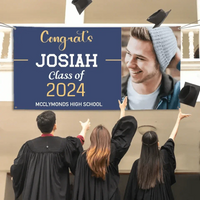 Personalized Graduation Banner, Class of 2024 Decorations Banner, Custom Photo Congrats Grad Banner - Joliny
