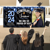 Personalized Graduation Banner - Custom Photo Sequin Glitter Balloon Year - Joliny