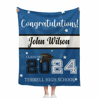 Personalized Graduation Blanket With Star, Congratulations Class of 2024 - Joliny