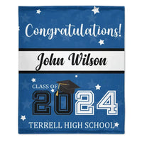 Personalized Graduation Blanket With Star, Congratulations Class of 2024 - Joliny