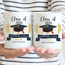 Personalized Graduation Gift Mug With Bachelor Cap, Class of 2025 - Joliny