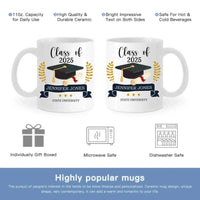 Personalized Graduation Gift Mug With Bachelor Cap, Class of 2025 - Joliny