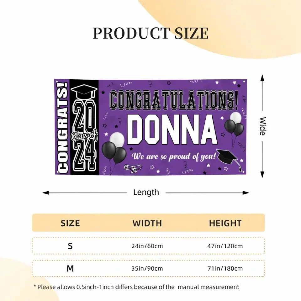 Personalized Graduation Party Decorations - Class of 2024 Graduation Banner - Congrats Banner for College High School Party Supplies - Joliny