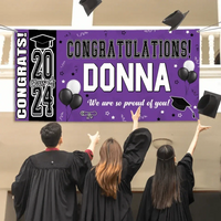 Personalized Graduation Party Decorations - Class of 2024 Graduation Banner - Congrats Banner for College High School Party Supplies - Joliny