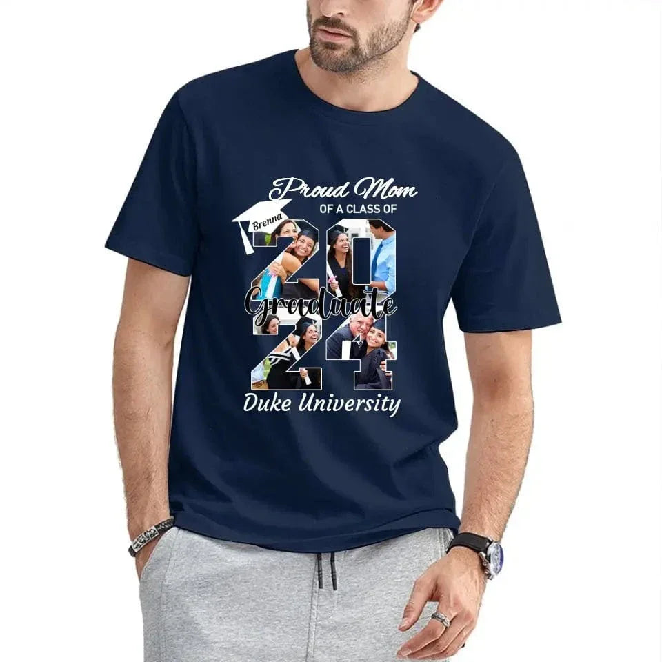 Personalized Graduation T-Shirt - Customized Name, Year and 4 Photos, Gift for Graduates - Joliny