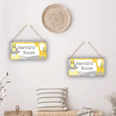 Personalized Grey Name Door Sign - Animal Jungle Forest Giraffe Owl Elephant - Joliny