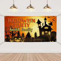 Personalized Halloween Party Banner, Orange Cemetery - Joliny