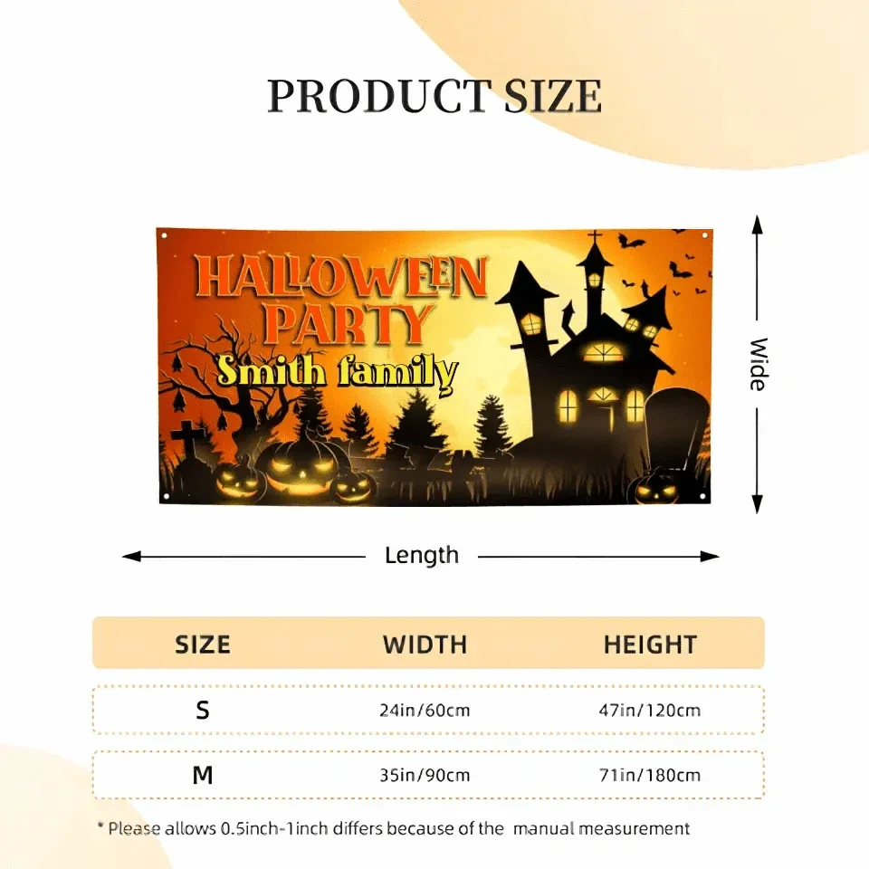 Personalized Halloween Party Banner, Orange Cemetery - Joliny