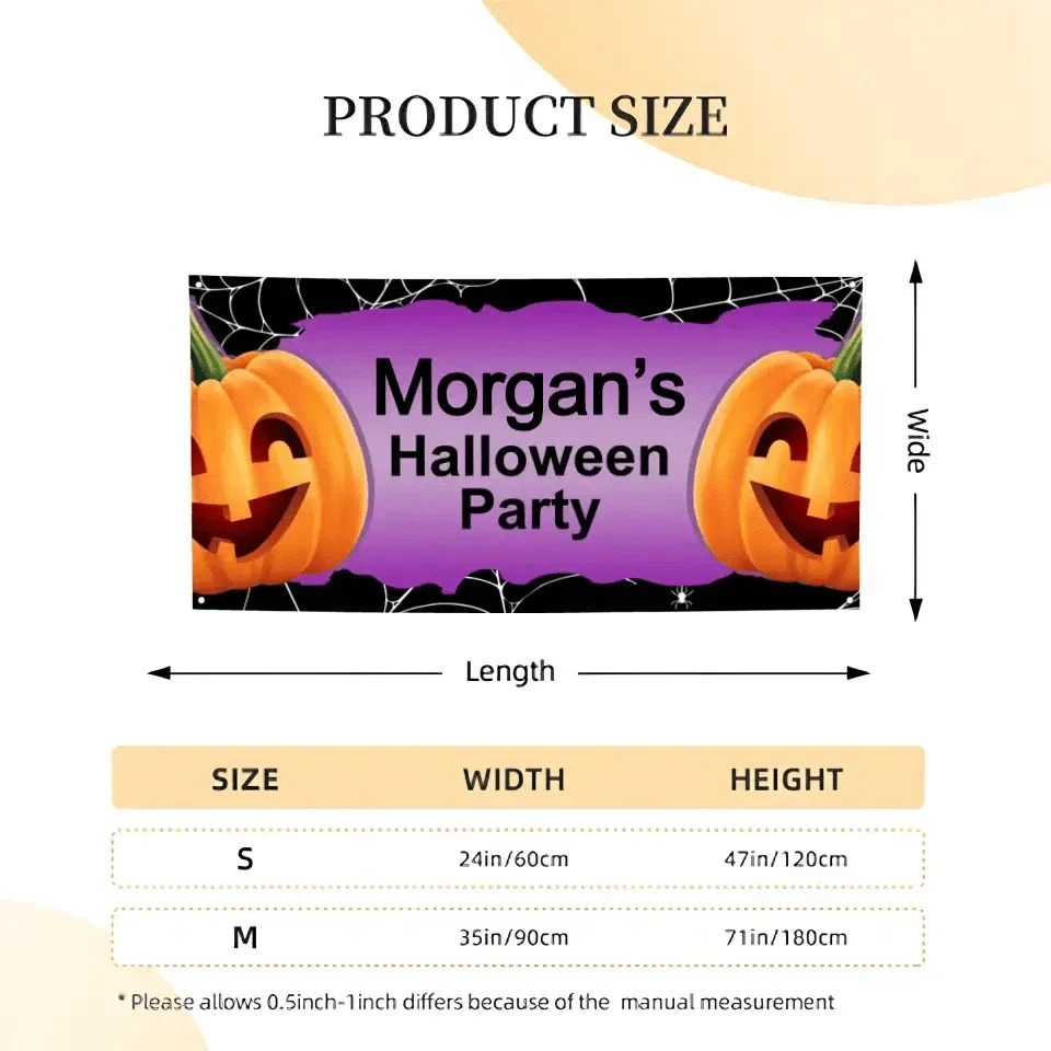 Personalized Halloween Party Banner With Big Pumpkin - Joliny