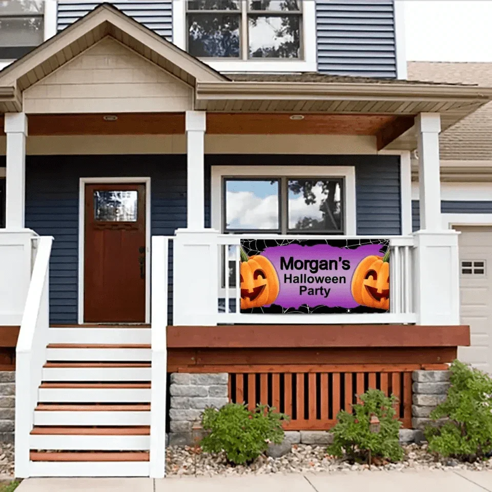 Personalized Halloween Party Banner With Big Pumpkin - Joliny