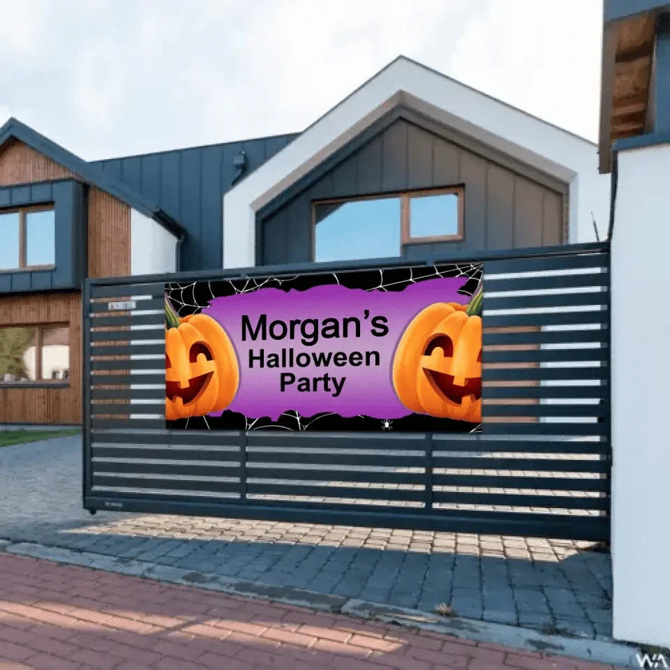 Personalized Halloween Party Banner With Big Pumpkin - Joliny