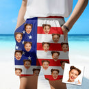 Personalized Hawaiian Men Beach Trunk, Independence Day Couple Gift Style Face on Swim Trunks - Joliny
