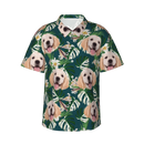 Personalized Hawaiian Shirt with Custom Face, Leaves and Flamingo Button Down Shirts - Joliny