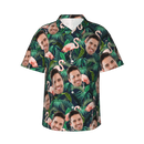 Personalized Hawaiian Shirt with Custom Face, Leaves and Flamingo Button Down Shirts - Joliny