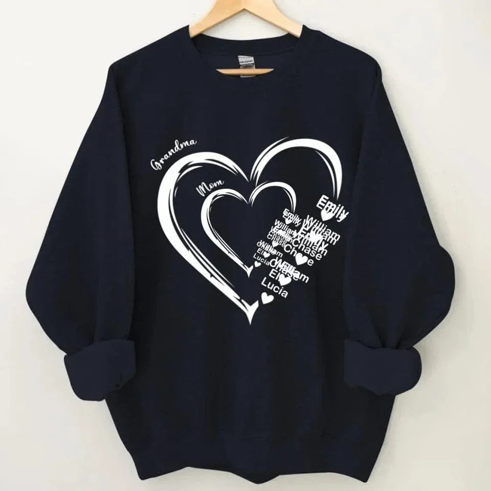 Personalized Heart In Heart grandma Sweatshirt