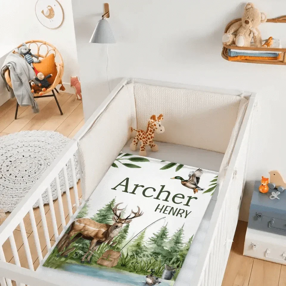 Personalized Hunter Baby Blanket, New Baby Gift, Duck Hunter Nursery Theme - Joliny