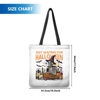 Personalized Just Waiting For Halloween Pumpkin Skull Reusable Canvas Tote Bag with Name Halloween Gift for Friend Family - Joliny