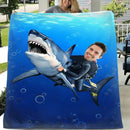 Personalized Kid Riding a Shark,Custom Portrait From Photo - Gifts for Kids and Adults - Joliny