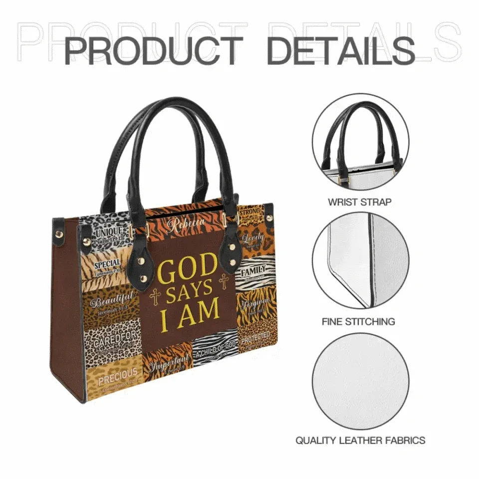 Personalized Leather Bag - God Says I Am Unique - Joliny