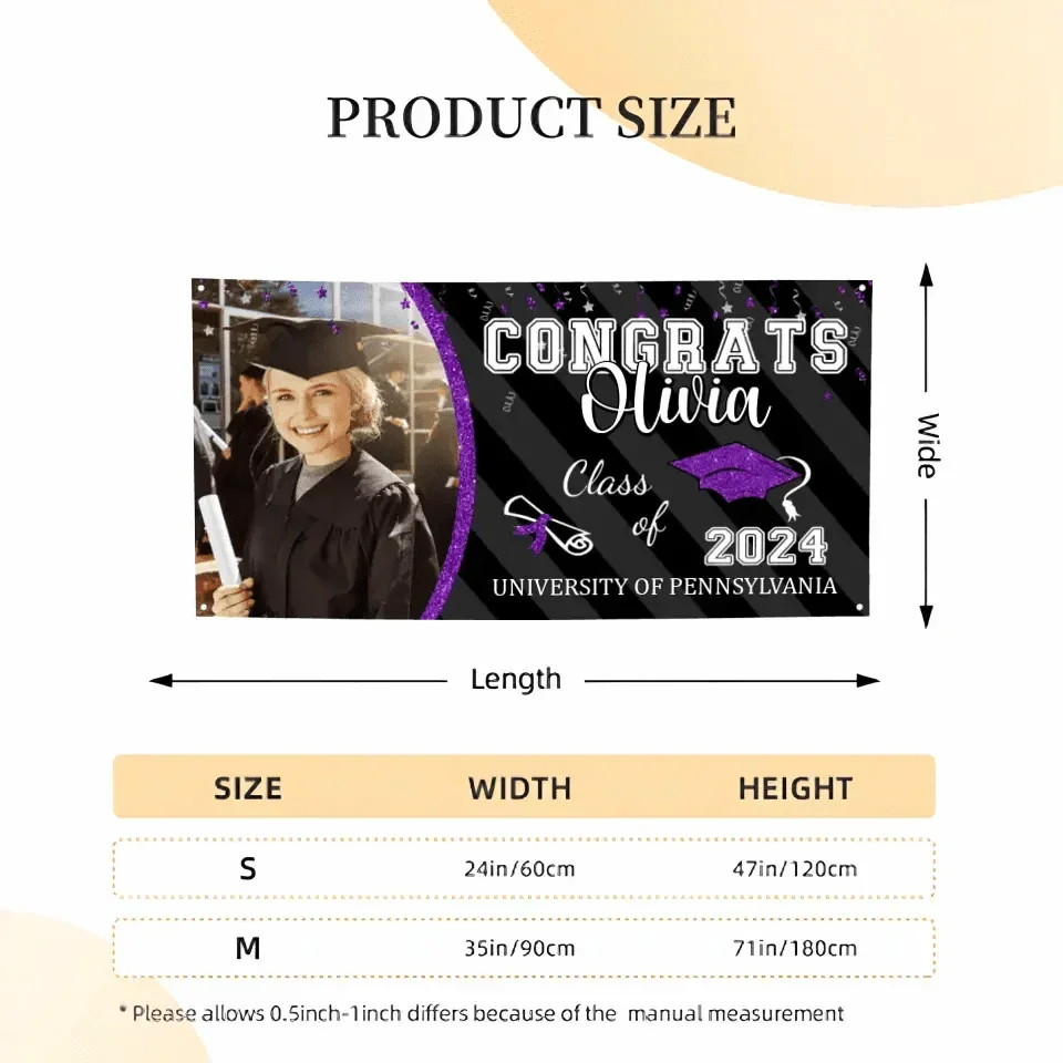 Personalized Left Side Graduation Photo Flash Congratulations Banner - Joliny