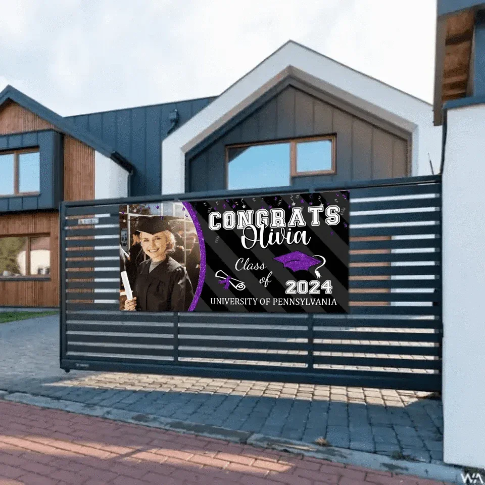 Personalized Left Side Graduation Photo Flash Congratulations Banner - Joliny