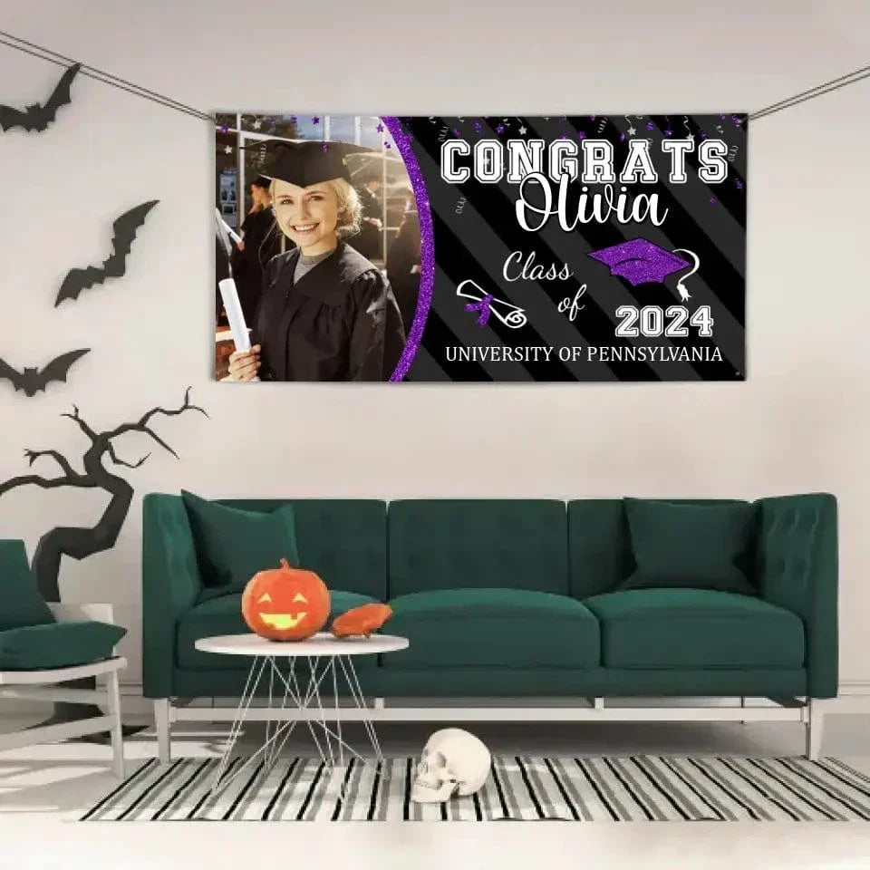 Personalized Left Side Graduation Photo Flash Congratulations Banner - Joliny