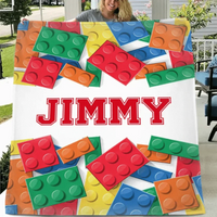 Personalized LEGO Blocks Gaming Blanket for Boys Girls Game Chair Room Decor for Game Lover - Joliny