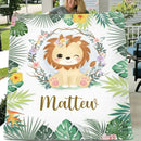 Personalized Lion Cub Wearing Flowers Blankets for Girls Boys - Customized Baby Gifts with Name - Joliny