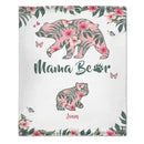 Personalized Mama Bear Tropical Flower Blanket With Name - Best Gift For Mother - Joliny