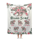Personalized Mama Bear Tropical Flower Blanket With Name - Best Gift For Mother - Joliny