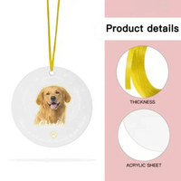Personalized Memorial Acrylic Ornament Pet Photo Paw Prints In Our Hearts - Gift for Pet Lovers - Joliny