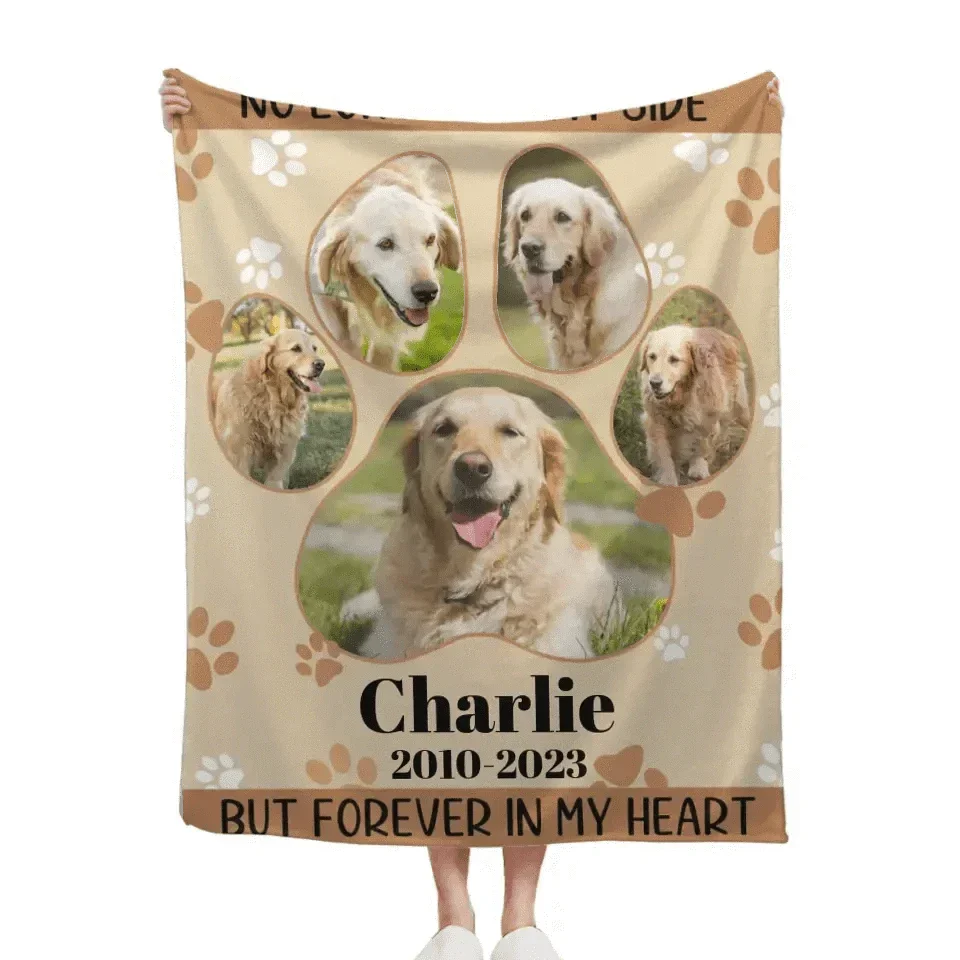 Personalized Memorial Blanket For Pet Lover Custom Photo - No Longer By My Side But Forever In My Heart - Joliny