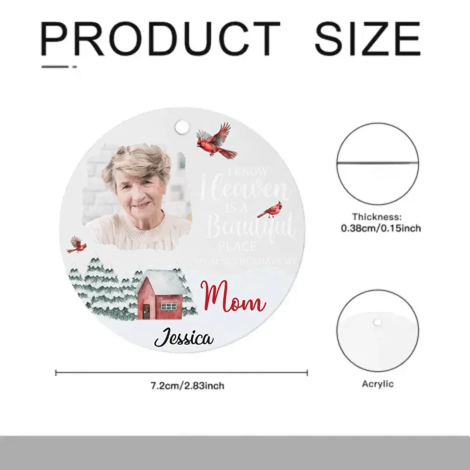 Personalized Memorial Photo - Red Farmhouse Christmas Acrylic Ornament - Joliny