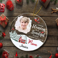 Personalized Memorial Photo - Red Farmhouse Christmas Acrylic Ornament - Joliny