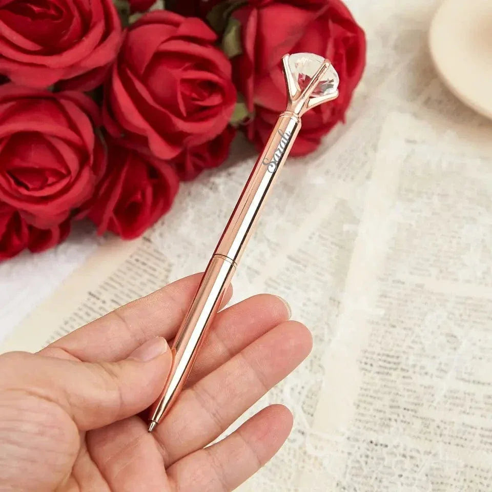 Personalized Metal Ballpoint Pen With Diamond, Suitable for Office Supplies Or Gifts for Women - Joliny