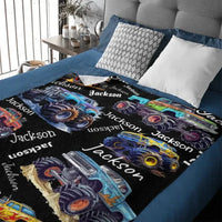 Personalized Monster Truck Blanket with Custom Name - Joliny