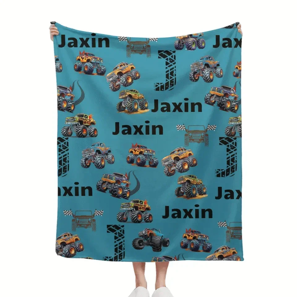 Personalized Monster Truck Child Name blanket - Joliny