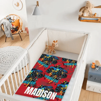 Personalized Monster Truck Name Custom Blanket, Customized Kids Birthday Gift Ideas - Joliny