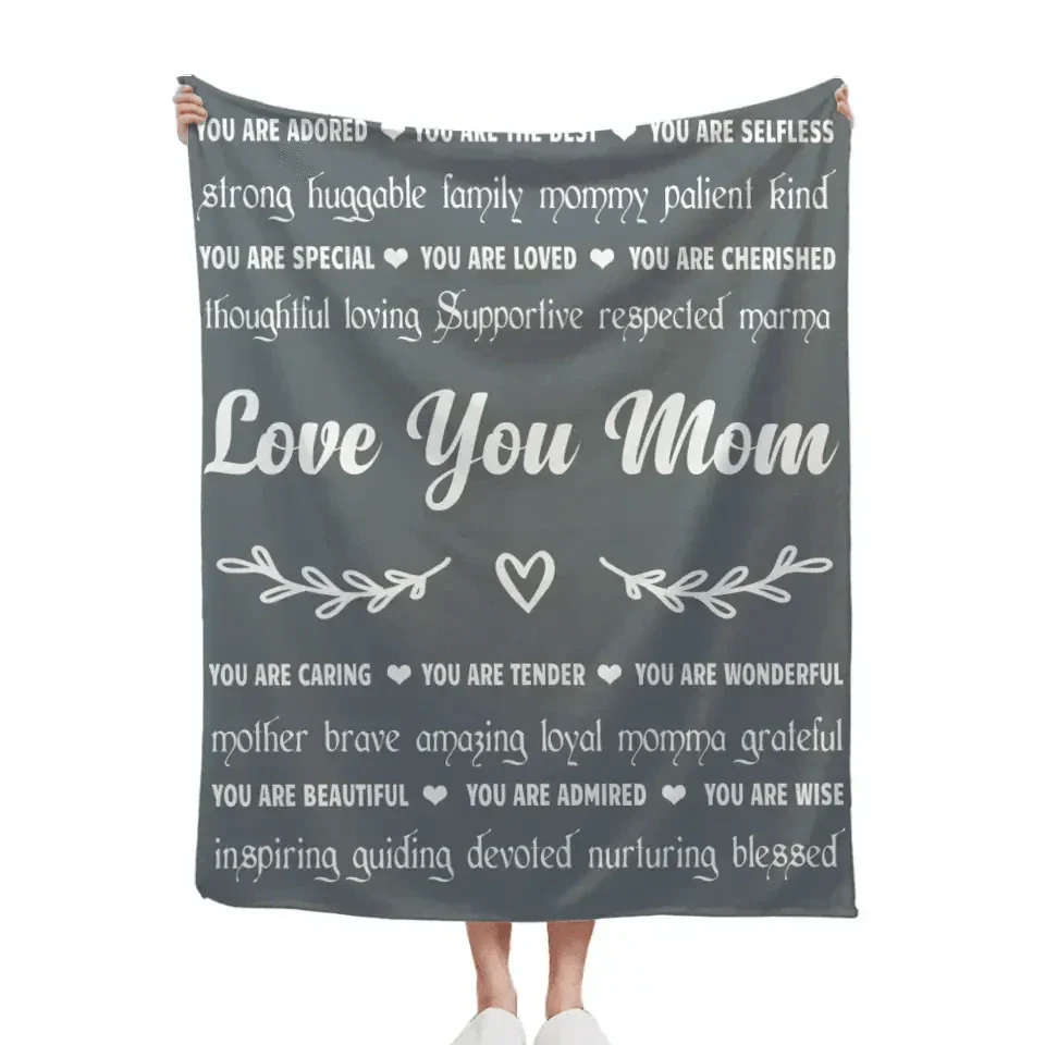 Personalized Mother's Day Blanket, Love You Mom, Filled with Words of Love and Appreciation from Son or Daughter