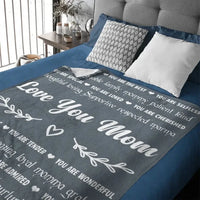Personalized Mother's Day Blanket, Love You Mom, Filled with Words of Love and Appreciation from Son or Daughter - Joliny