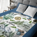 Personalized Mountain Camping Baby Name Blanket, Adventure Awaits Baby Blanket, Funny Gift Blanket - Joliny